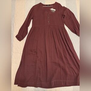 Madewell Deep Burgundy Long Sleeve Dress